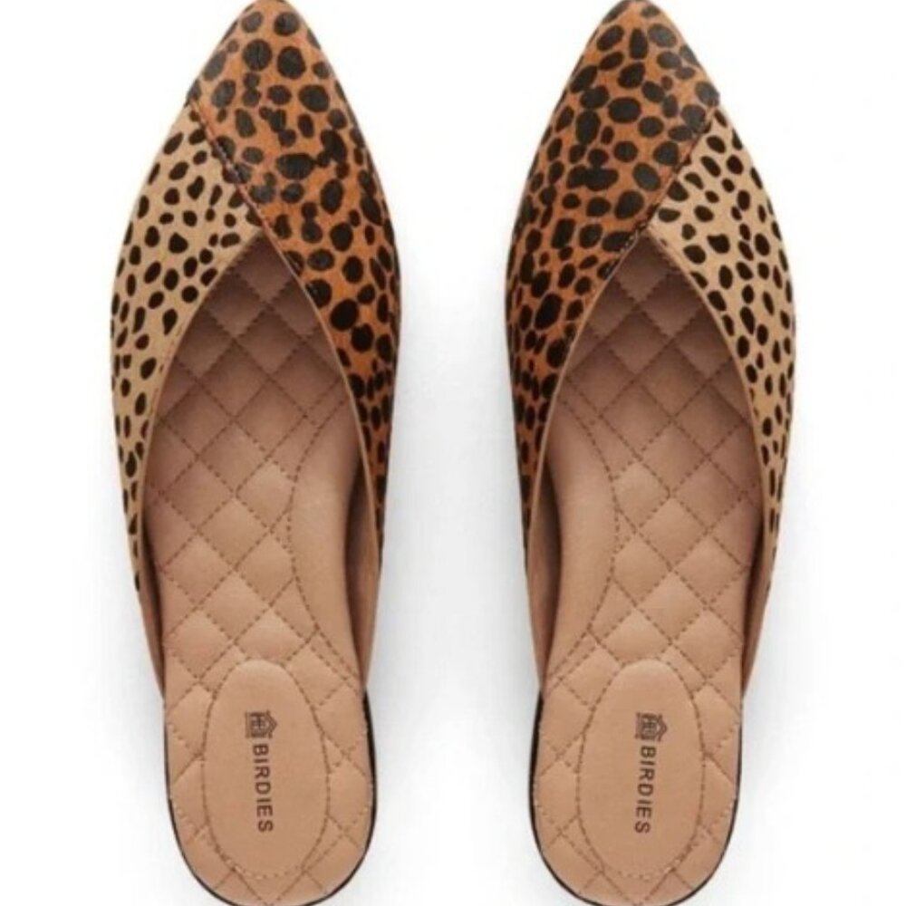 Birdies | The Swan Pointed Toe Calf Hair Leather Mini Cheetah Print - Size 10